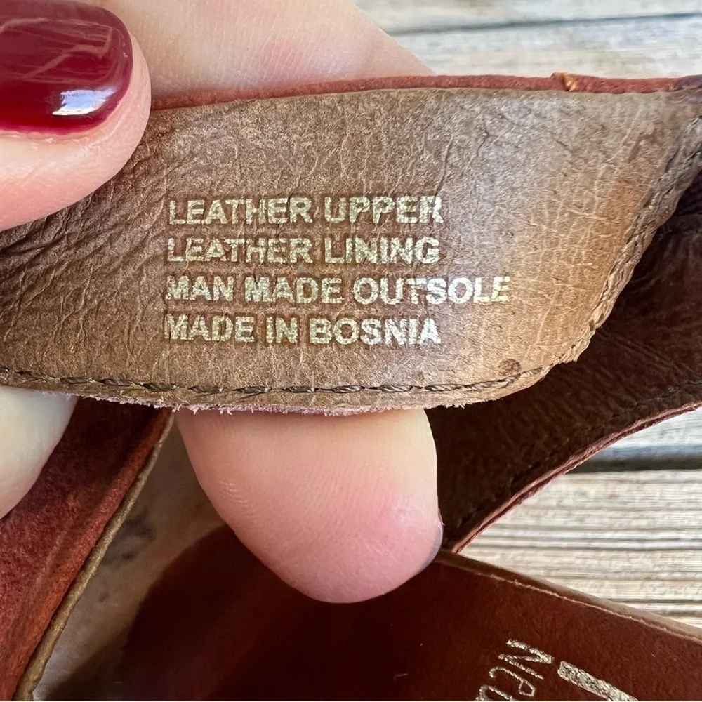 Miz Mooz Kenmare Leather Wedge Slingback Sandal Rust Brown EU 37 US 6.5/7 GUC